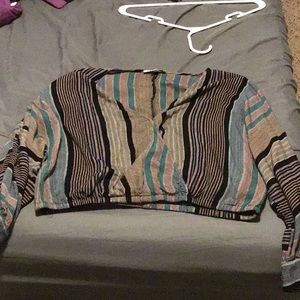 Cute stripped long sleeve crop top